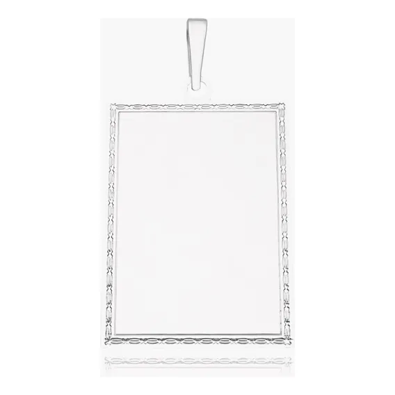 Pingente Quadrado De Prata 925 Personalizado Banhado Foto 1