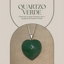 Pingente Quartzo Verde Coração Grande 3cm - Natural Foto mini  3