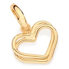 Pingente Rommanel 542617 Coração Duplo Vazado Banhado Ouro Foto mini 1