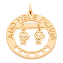 Pingente Rommanel Amo Meus Filhos - Presente Mãe De Menino Cor Dourado Foto  mini 1