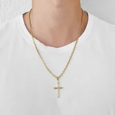 Pingente Rommanel Cruz Masculina Com Ródio Branco Fol 542415 Cor Dourado Foto mini  3