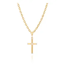 Pingente Rommanel Cruz Masculina Com Ródio Branco Fol 542415 Cor Dourado Foto mini  2