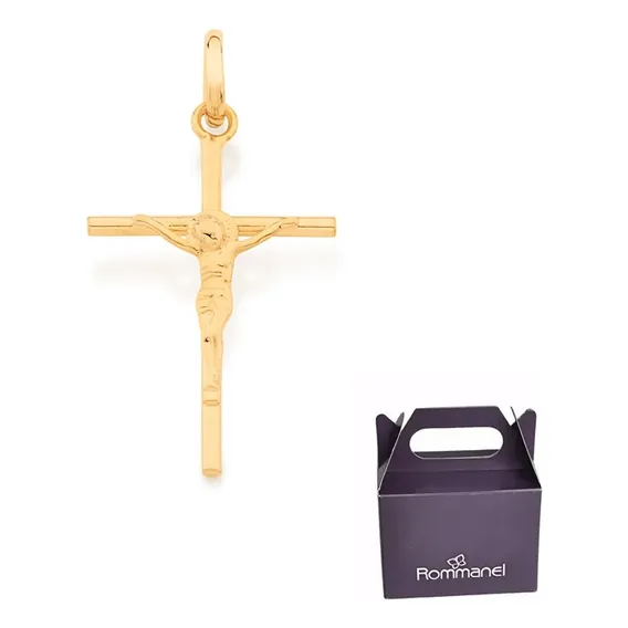 Pingente Rommanel Masculino Cruz Com Cristo 540027 Cor Dourado Foto 1