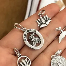 Pingente São Jorge Medalha Em Prata 925 Maciça Envelhecido Cor Prata 95 Foto mini  2