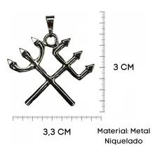 Pingente Tridente Pomba Gira X ExĂș 3,0 Cm Niquelado Foto mini 3