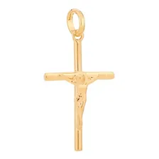 Pingente Unissex Banhado Ouro Pequeno Crucifixo Jesus Com Cor Dourado Foto mini 1