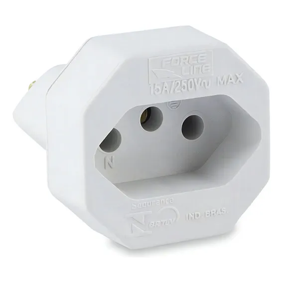 Pino Adaptador De Tomada Modelo Antigo 15a Branco Force Line Foto 1