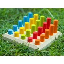 Pinos De Encaixe Brinquedo Colorido Educativo Woodtoy Foto mini 1