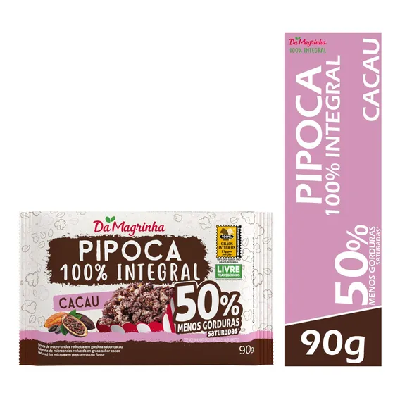 Pipoca Micro-ondas 100% Integral Cacau Menos 50% Gorduras Foto 1