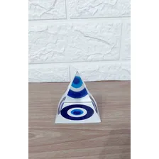 Pirâmide Cristal Olho Grego Turco 7cm Amuleto Proteção Energ Foto mini  3