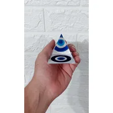 Pirâmide Cristal Olho Grego Turco 7cm Amuleto Proteção Energ Foto mini  2