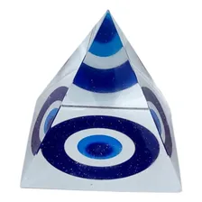 Pirâmide Cristal Olho Grego Turco 7cm Amuleto Proteção Energ Foto  mini 1