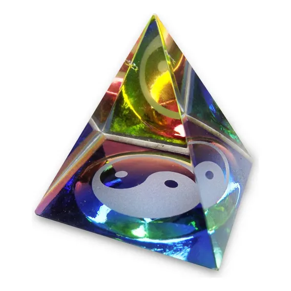 Pirâmide De Vidro Yin Yang Equilíbrio Emocional 4 Cm Foto 1