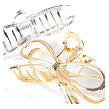 Piranha Presilha Grande Prendedor De Cabelo Metal Luxo Laço Foto mini 3