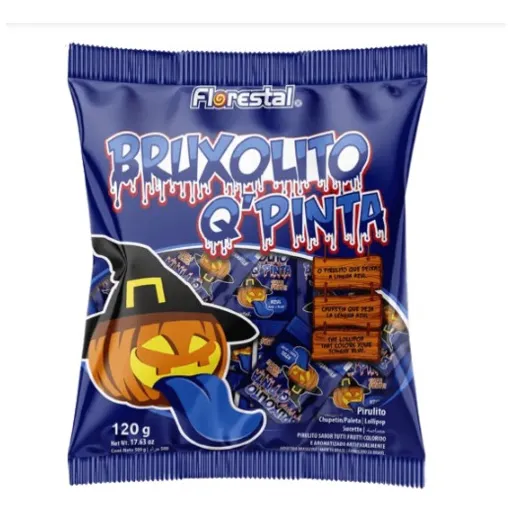 Pirulito Bruxolito Pinta Língua 120g Tutti-frutti Florestal Foto 1