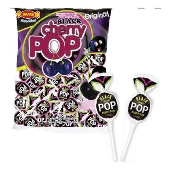 Pirulito Cherry Pop Pct 50 Cereja Preta 700g Foto 1