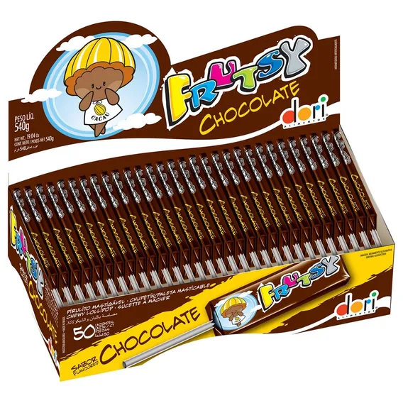 Pirulito Chocolate Mastigável Frutsy C/50 Unids Dori Foto 1