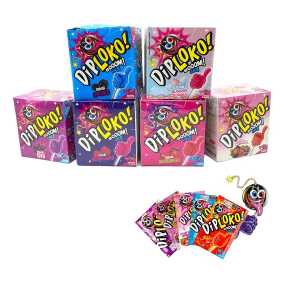 Pirulito Diploko 15 Un. 11g - 6 Sabores Explosivos Foto 1