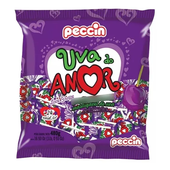 Pirulito Uva Do Amor C/24 480gr - Peccin Foto 1