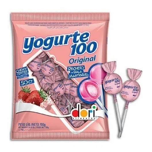 Pirulito Yogurte 100 Com Recheio Mastigável 525g Dori Foto 1