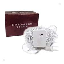 Pisca 100 Led Natal 9m Fio Transparente 110v Branco Quente Foto mini 1