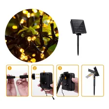 Pisca Pisca Cordão 100 Led Branco Quente 8 Funções Solar 10m Foto mini  2