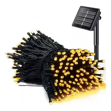 Pisca Pisca Cordão 100 Led Branco Quente 8 Funções Solar 10m Foto  mini 1