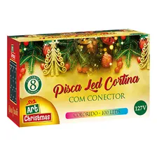 Pisca Pisca Led Cortina Colorido Natal Conector 100leds 2,5m 110v Foto mini 1