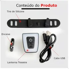 Pisca Sinalizador Lanterna Led Traseiro Bike Recarregável Cor Preto Foto mini 4