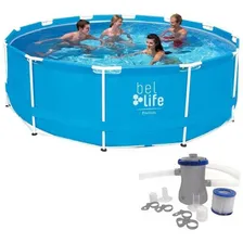 Piscina Com Armação 7.000 Litros 366x76 Cm C/ Filtro Belfix Foto mini  2