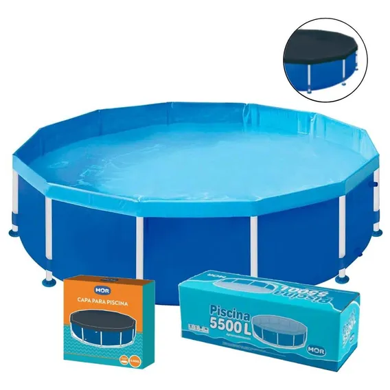 Piscina Com Armação E Capa 5.500 Litros 0,77x3 Metros Mor Foto 1