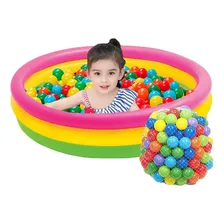 Piscina Infantil Inflável 140l Colorida 3 Anéis+ 50 Bolinhas Cor Piscina C/ Bolinhas Colorida Foto mini 1