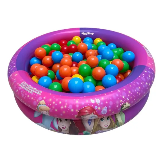Piscina Inflável Menina Princesas 70 Litros Com 100 Bolinhas Cor Rosa Foto 1
