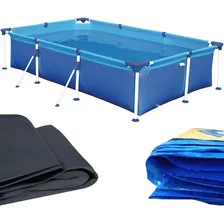 Piscina Retangular Estrutural Capa Forro 2500 Litros Mor Cor Azul Foto  mini 1