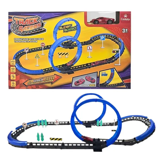 Pista De Corrida Carrinho 2 Loopings Track Racers - Castela Foto 1
