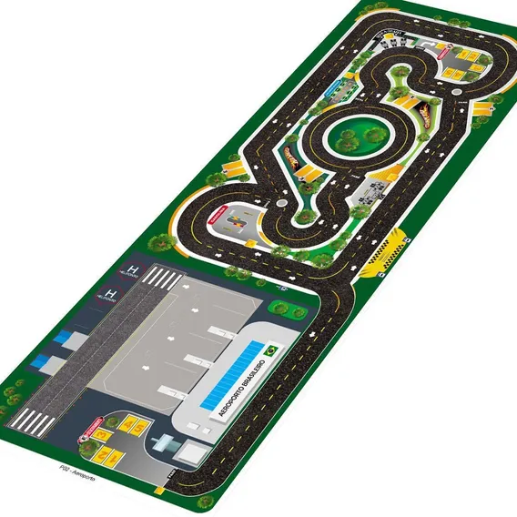Pista Para Carros Hot Wheels Pista + Aeroporto Mega 160x60cm Foto 1