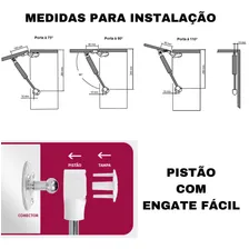 Pistão P/ Porta De Armário Abre P/ Cima Gás 100n Amortecedor Cor Branco Foto mini 3