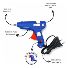 Pistola Cola Quente Ladeira 60 W Bico Fino Bivolt 110v/220v Foto mini  3