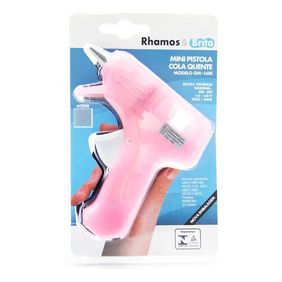 Pistola Para Cola Quente Fina Hot Melt Rhamos E Brito Cor Rosa Foto 1