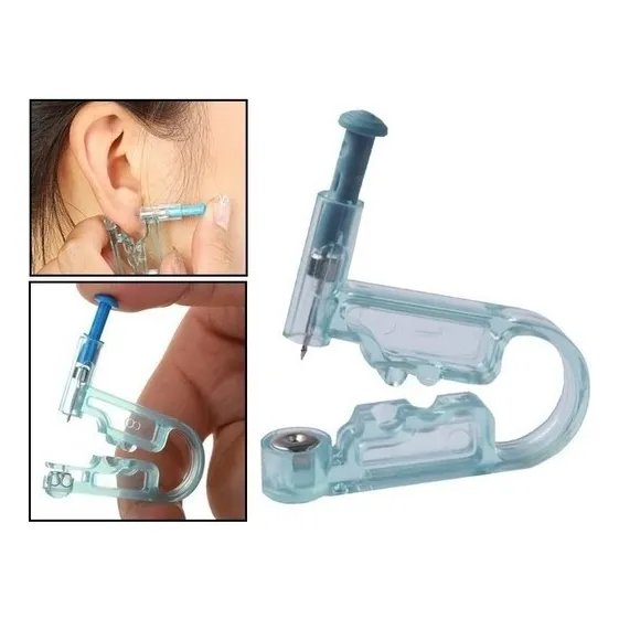 Pistola Para Furar Nariz Orelha Piercing Descartável Brinco Cor Prata Foto 1