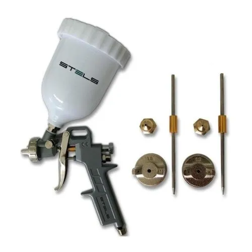 Pistola Pintura Gravidade 600ml 3 Bicos 1,2 1,5 1,8mm Stels Foto 1