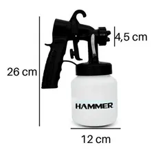 Pistola Pulverizadora Compressor Ar Direto 650w GYPP650 Hammer Foto mini 3