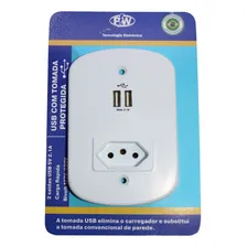 Placa 4x2 Com 2 Usb E 1 Tomada 10a Com Proteção Foto  mini 1