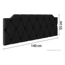 Placa Adesiva Cama Box De Casal Cabeceira Kelly Suede 140cm Cor Preto Foto mini 2