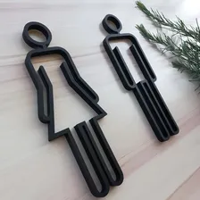 Placa Adesivo Porta Banheiro Masculino Feminino Bar 3d Hotel Foto mini 2