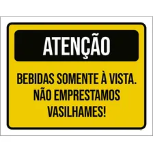 Placa Bebidas Vista Não Emprestamos Vasilhames 27x35 Cor Branco Foto mini 1