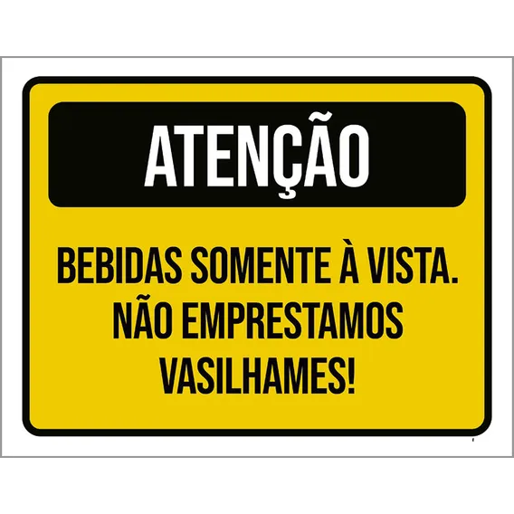 Placa Bebidas Vista Não Emprestamos Vasilhames 27x35 Cor Branco Foto 1