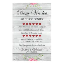 Placa Casamento Para Recepção Bem Vindos Mensagem Noivos Rp8 Foto  mini 1