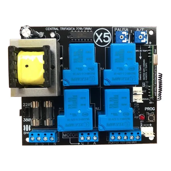 Placa Central Comando Motor Portão X5 Trifásica Industrial Cor Preto Frequência 433mhz Foto 1
