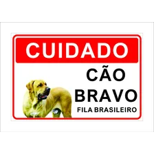 Placa Cuidado AdvertĂȘncia CĂŁo Bravo Fila Brasileiro Foto mini 1